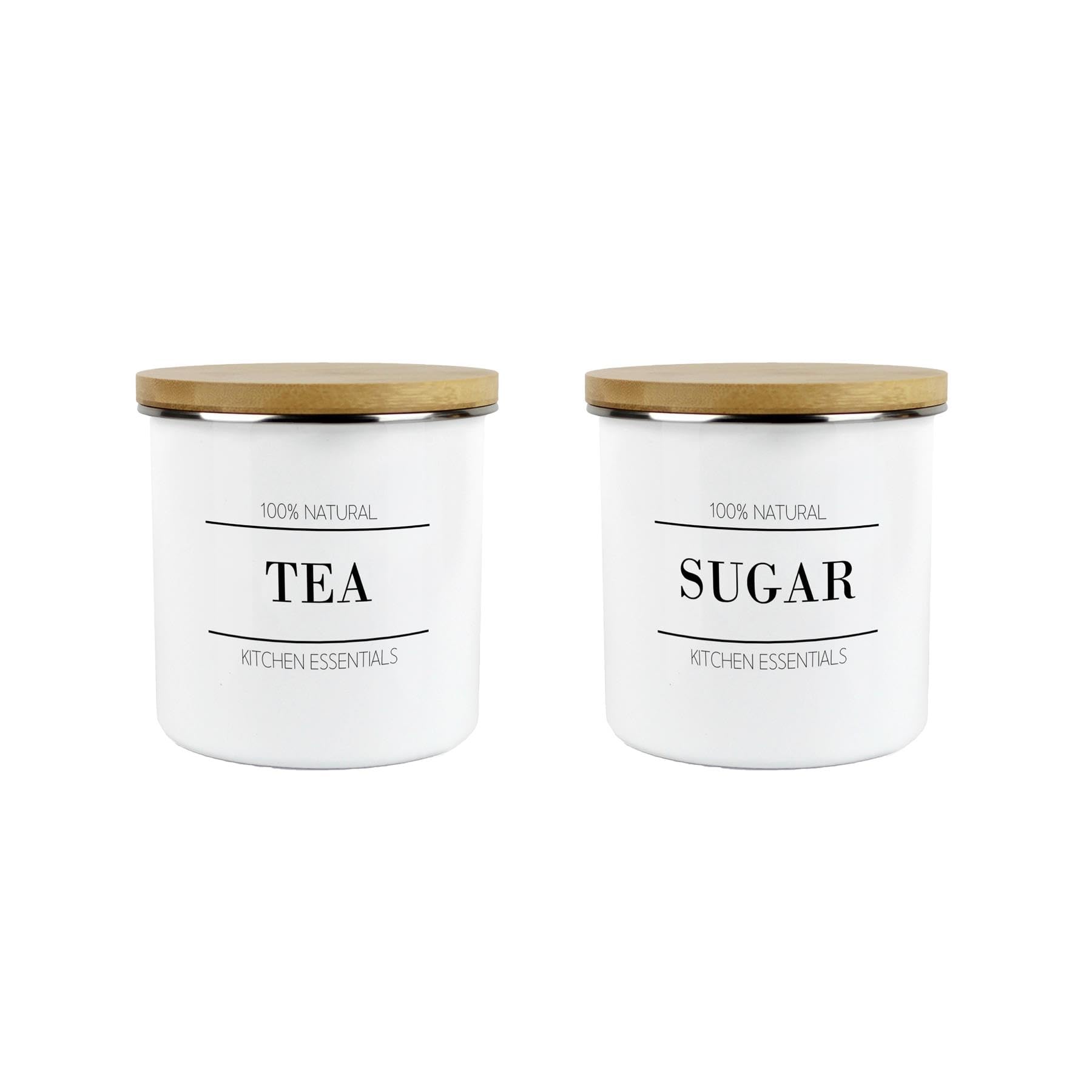 Purely Home Minimalist Essential Tea & Sugar Canisters - 600ml Kitchen Storage Jars