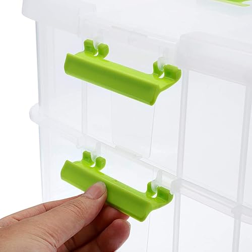 Miniatura 39 de BTSKY Caja de almacenamiento portátil multiusos de 2 capas, organizador de almacenamiento portátil multiusos para organizar papelería, costura, Gris