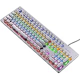 Teclado a prueba de polvo de larga vida útil: 50 millones de veces la prueba de pulsación de teclas, carácter de tallado con láser para llaves más duraderas. Pannel de aleación de aluminio, diseño antideslizante. Capado de llaves flotantes cambiables con inyección única de molde bicolor para ..
