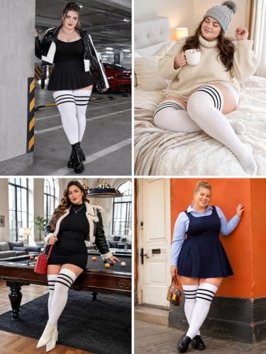 Image of LOUSGUTA Plus Size Thigh High Socks for Thick Thighs- Extra Long Womens Cable Knitted Over Knee High Leg Warmer