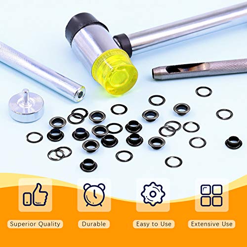 Ensemble d'œillets métalliques 6 mm noir kit outils bricolage - 6