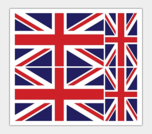 4 pegatinas de vinilo de la bandera británica de Union Jack para el parachoques del coche, iPad Van Laptop Cover
