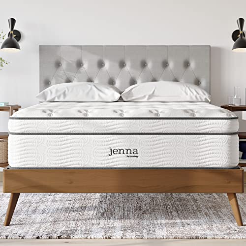 Modway Jenna 14” Innerspring And Memory Foam King Mattress With Individually Encased Coils, White #TOP7