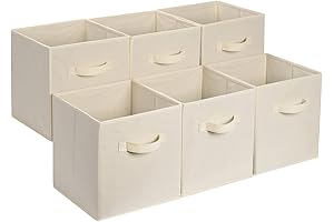 13 Inch Fabric Storage Cube Bins for Organizing, Beige - Pack of 6