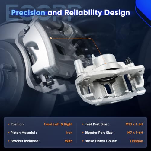 Image of ECCPP 19B2608 19B2609 Front Left & Right Disc Brake Caliper Assembly | w /Bracket Fit For Ford For Probe, For Mazda For 626, For MX-6, For Protege, For Protege5
