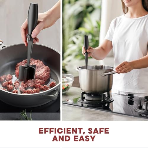 Image of Multipurpose Meat Chopper and Masher, Heat Resistant Nylon Ground Beef Masher Tool for Hamburger, Turkey and Minced Meat, Non Stick Safe Kitchen Cooking Utensil
