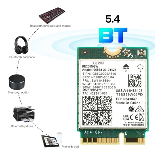 Tarjeta WiFi 7 BE200 M.2 NGFF con antenas 10DBI y Bluetooth 5.4 para Windows 11 3