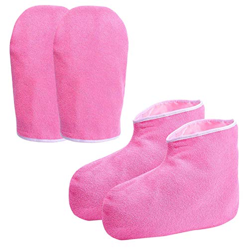 Cuasting - Guantes de baño de cera de parafina, hidratantes, guantes de trabajo, cobertor de spa para pies, kit de tratamiento de manos, calentador de parafina, guantes aislados