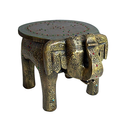 Eurasia Wooden Small Green Base Stool Elephant Home Decor 8