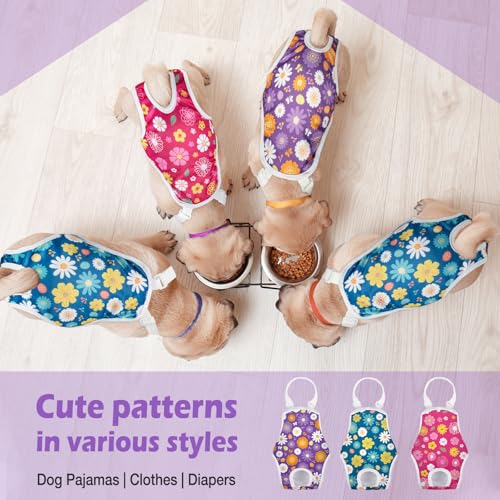 Image of Jollywoods 3 Pack Washable Female Dog Diaper Onesie Sanitary Pantie with Adjustable Suspender, Reusable Fixed Doggie Diapers, Super Absorbent Leakproof for Small Toy Dog in Heat Cycle XS /S