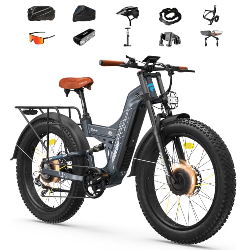 Image of FREESKY Dual Motor 40MPH 120Mile 240NM LG Cells Electric Bike for Adults | 4000W 48V30Ah AWD Mountain Ebike,26 inch Fat Tire,Full Suspension,Hydraulic Brakes,UL2849 by TUV,Off-Road & Commuter & Hunting