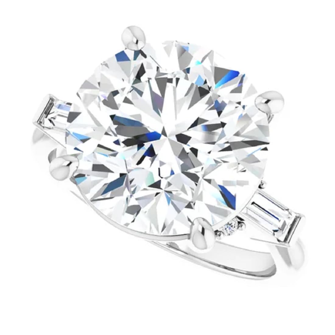 1CT-12CT Round Cut White Gold Moissanite Engagement Rings for Women | Solitaire Wedding Bridal Ring | Handmade Diamond Jewelry | Anniversary Ring for Her/Gifts (Main Stone : 6 Carat)