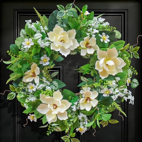 24 Inch Spring and Summer Magnolia Wreath for...