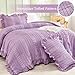 WONGS BEDDING Purple Comforter Set King,3 Pieces Ruffle Farmhouse Shabby Chic Comforter for King Bed,Soft Textured Boho Bedding Set with 1 Ruffle Comforter,2 Tufted Pillowcases 104