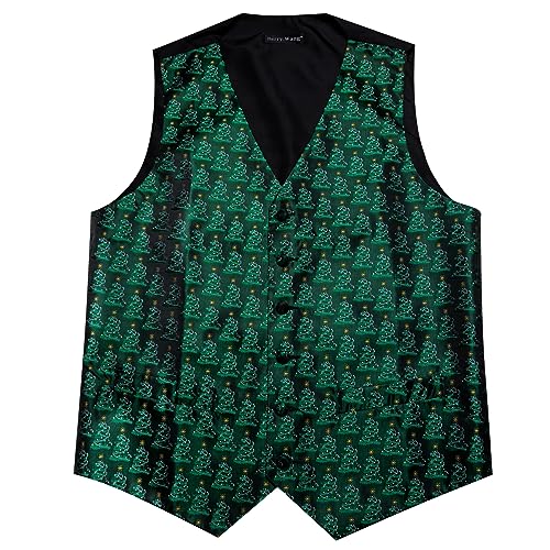Image of Barry.Wang Mens Red /Green Christmas Suit Vest Holiday Xmas Waistcoat Tie Set Party Tuxedo