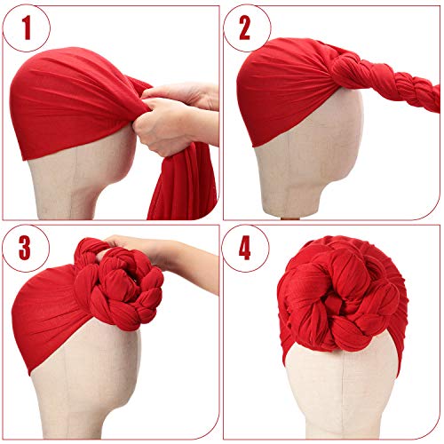 9 Pieces Stretch Head Wraps In 9 Colors Scarf Women African Turban Long Hair Scarf Soft Hair Band Tie Head Scarves For Women #TOP5