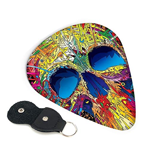Guitar Picks - 6 Pack,Colorful Skull For Beginner Amateur Professionals Classical Triangle Acoustic Guitar Mandolin Bass Electric Guitar 0.71mm
