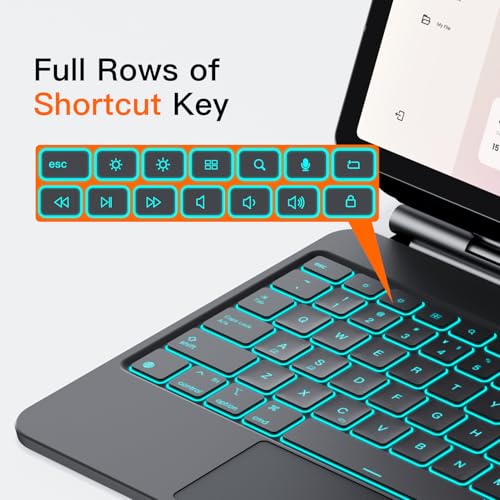 Image of JUQITECH Magic Keyboard Case for Samsung Galaxy Tab S6 Lite 10.4 Inch Magnetic Floating Cantilever Stand Wireless Backlit Multi-Touch Trackpad Keyboard, Battery Display for Tab S6 Lite 2024 /2022 /2020