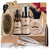 Bartpflege Set für Männer, Bledras 13 in 1 Bartpflege Geschenkset mit Bartshampoo, Bartöl, Bart Balsam, Bart Kamm, Bartbürste, Bartschere, Bartschablonen, Bart Set Geschenk für Männer