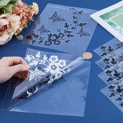 Image of GORGECRAFT 6 Sheets Butterfly Car Decal Set Black Flower Car Decals Car Rearview Mirror Stickers Decals Vinyl Waterproof Sticker Women Car Stickers for Auto Truck SUV Wall Art Laptop