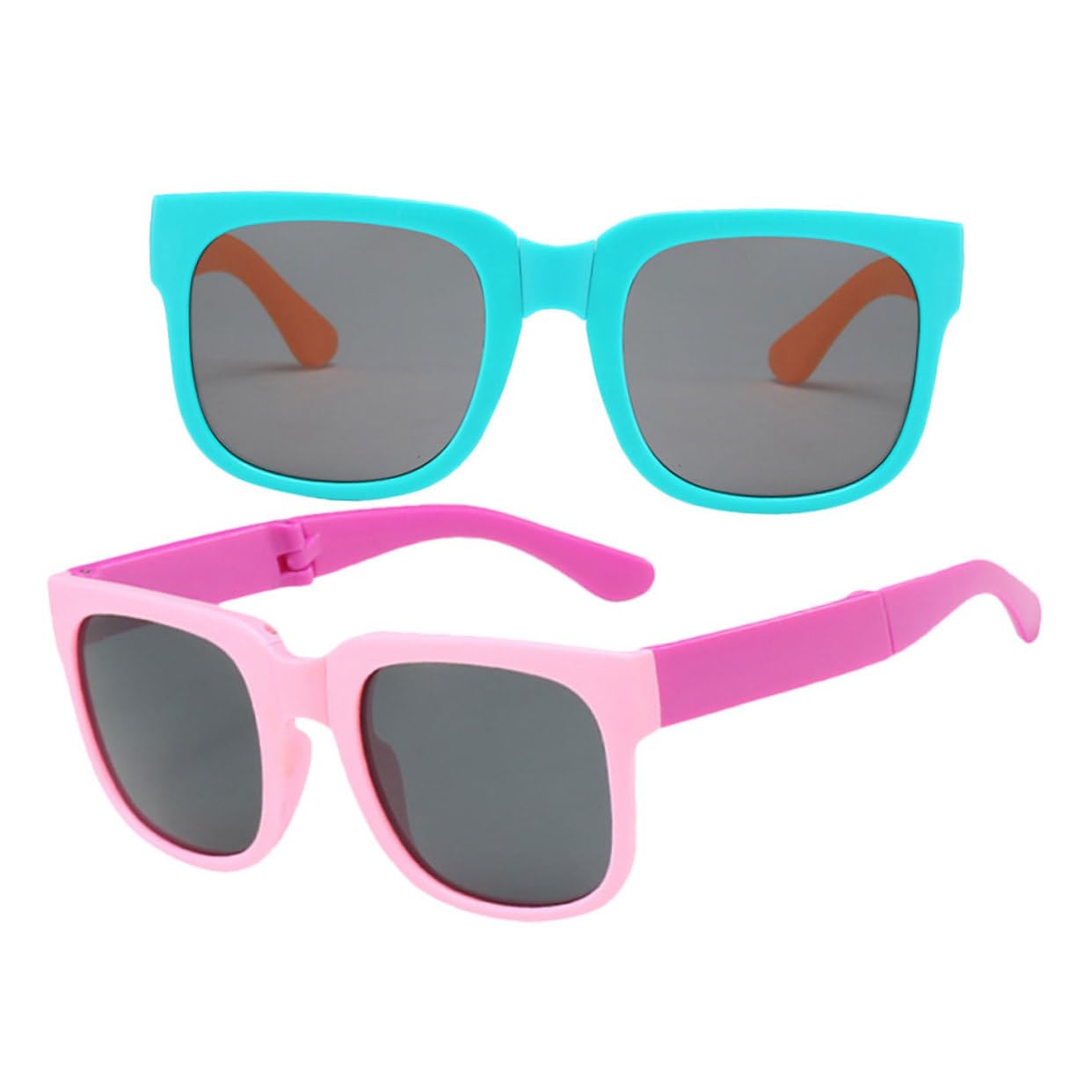 Healeved Children's Sunglasses Girls Boys 2 Pairs Boys and Girls Folding Sunglasses Eyeglasses Straps Fun Stylish Material