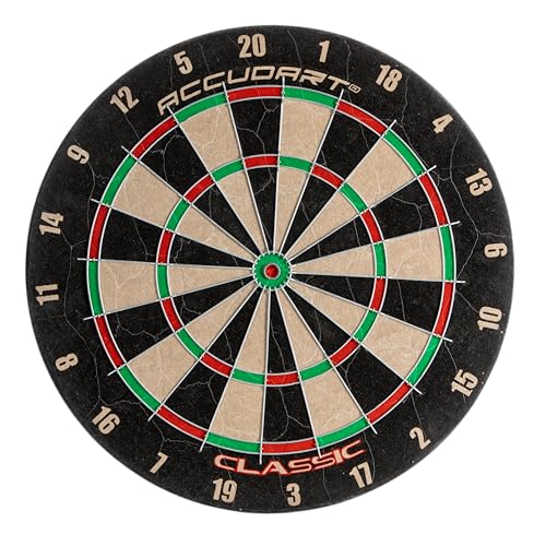 Accudart Classic Bristle Dartboard - Official Size 18' x 1.5' - Self-Healing Genuine Bristle Sisal - Staple Free Bullseye - Ideal for Steel Tip Darts