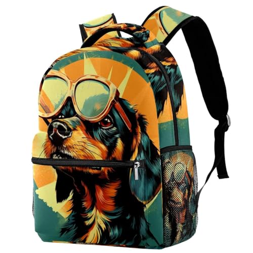 Sac à dos école rétro à motif chien pour transporter votre ordinateur portable