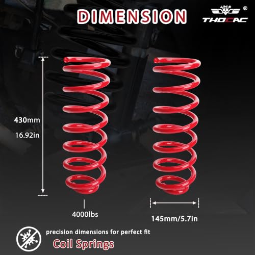 Image of Rear Heavy Duty Coil Springs for Ram 1500 2009-2018 2wd 4wd, 125% Extra Load Capacity (2250 lbs), Maintains Factory Ride Height, For Truck Towing,Red