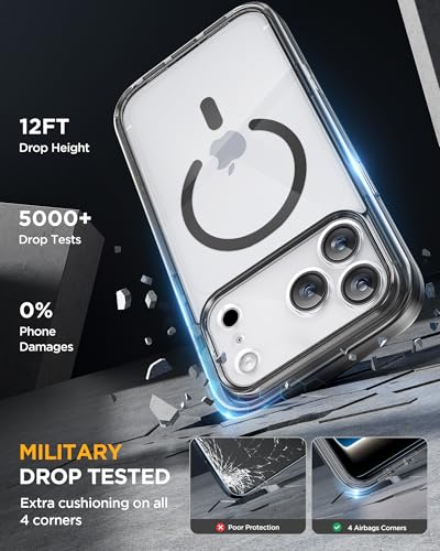 Image of Miracase for iPhone 17 Pro Max Case 6.9 inch Full-Body Phone Case with Built-in Glass Screen Protector& Full Camera Protector,[Magnetic with MagSafe] Drop Proof 17 ProMax Cover, Clear Black