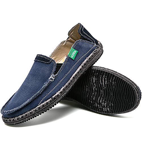 Image of CASMAG Men's Casual Cloth Shoes Canvas Slip on Loafers Vintage Boat Shoes | Breathable material, lightweight, Easy slip on & off, Comfortable, Non-Slip, Fashionable