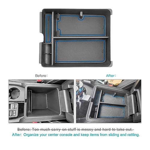 Image of CDEFG 2023 2024 2025 Pilot Center Console Organizer Tray for 2023-2025 Honda Pilot Touring Sport EX-L Elite TrailSport LX Middle Console Storage Box 2024-2026 Ridgeline / 2024-2026 Passport (Blue)