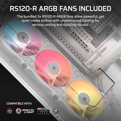 Image of CORSAIR AIR 5400 Mid-Tower PC Case - Triple-Chamber Design - Airflow Ducts for Powerful Cooling - Isolated 360mm CPU AIO Chamber - ASUS BTF, - RapidRoute 2.0 - RS-R Reverse-Rotor ARGB Fans, White