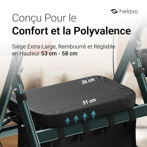 Déambulateur robuste Helavo H1360 | Solution marche sécurisée pour fort gabarit