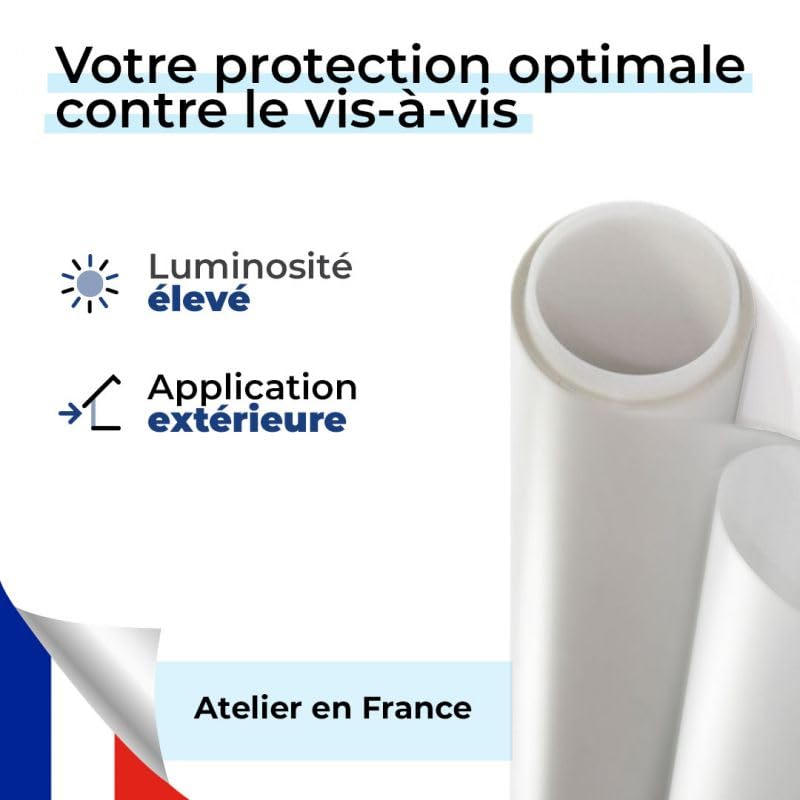 DIMEXACT - Film adhésif Anti-Regard Mat translucide pour extérieur - 75 cm x 2 m - en Rouleau