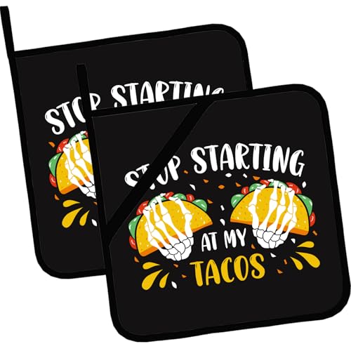Tacos Pot Holders Set of 2,Kitchen Heat Resistant Potholder for BBQ Cooking Baking,Food Hot Pad for Women Men