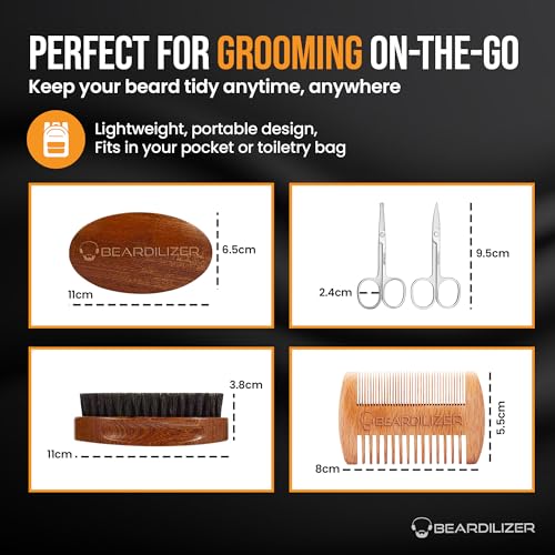 Beardilizer Beard Brush Kit, 100% Pure Boar Bristle Brush, Luxury Wood Comb & 2 Mustache Scissors, Professional Grooming & Care, Beard Accessories for Men - Image 3