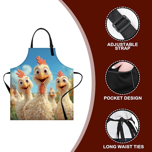 Image of Nuxovilar Cute Apron with Pockets, 26.77 * 30.7 Inches, Versatile for Meal Prep, Baking, Holiday Cooking