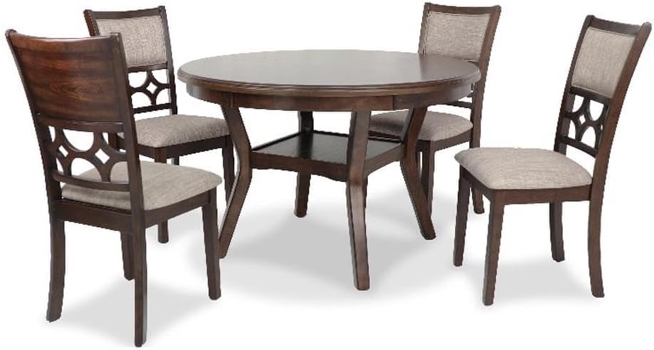 New Classic Furniture Mitchell 5-Piece Dining Set with 1 Table and 4 Chairs, Cherry Brown