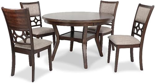 New Classic Furniture Mitchell - Juego de comedor de 5 piezas con 1 mesa y 4 sillas, color marrón cereza marrón cereza,Gris,Beige y marrón