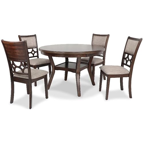 New Classic Furniture Mitchell 5-Piece Dining Set with 1 Table and 4 Chairs, Cherry Brown
