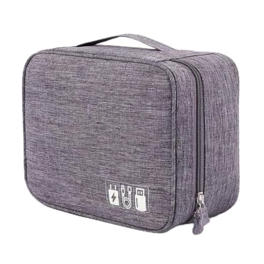 Bolsa Organizadora de eletrônicos Para Armazenamento de Acessórios de Viagem, Cabos, Fone de Ouvido, Carregador de Celular, À Prova d'água (Cinza)