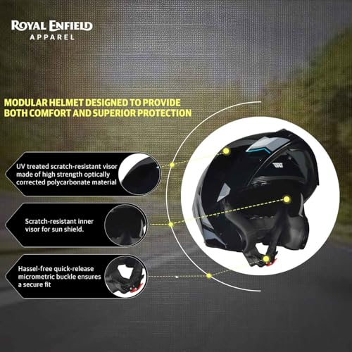 Image of Royal Enfield Stealth MOD TECHBOX Modular Helmet | Certification: ISI & DOT | Shell Construction: High Impact Grade ABS & Fiberglass Composite | Weight: 1200 + /-50 | Grey L