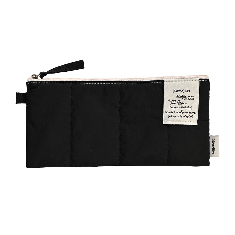 Monolike Archive247 Cushion Pencil Case, 07. Black - Pencil Pouch, Portable Pencil Bag, Pencil Case, Office Pouch case, Cushion, Soft, Vintage