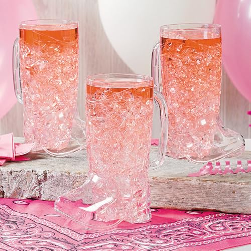 Image of Fun Express Cowboy Boot Cups Clear Plastic 17oz 12 Pack
