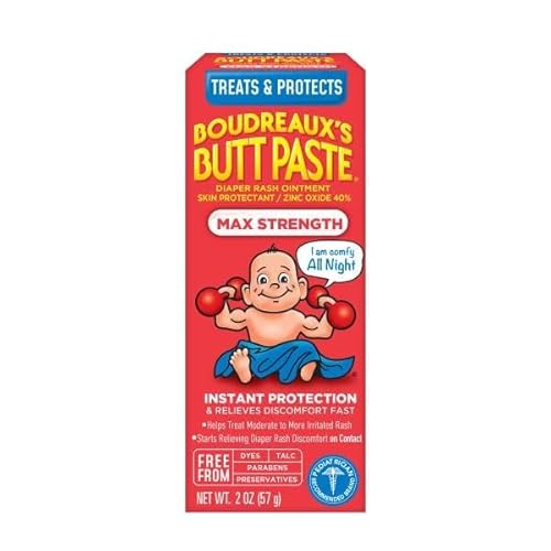 Boudreaux's Butt Paste Maximum Strength Diaper Rash Cream, Ointment For Baby, 2 Oz Tube, 3 Pack #TOP1