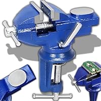 Retoo Schraubstock Drehbar, Backenbreite 50mm Spannweite 50mm Sicheres Fixieren von Werkstücken, Tischschraubstock mit Schutzbacken und Klemmbacken Schraubstock aus Grauguss Zum Schweißen Kleben