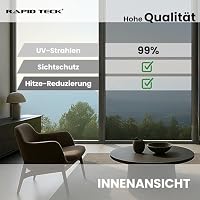 Rapid Teck Fensterfolie Sonnenschutz - 300x91cm - Starke Verspiegelung - Hitzeschutzfolie Fenster 99% UV-Schutz - Spiegelfolie Fenster-Sichtschutz - Sonnenschutzfolie Fenster außen – Ansicht 2