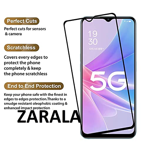 Image of ZARALA Tempered Glass Screen Protector Compatible for OPPO A58 5G (Black) with Edge to Edge Coverage and Easy Installation kit (OPPO A58 5G)