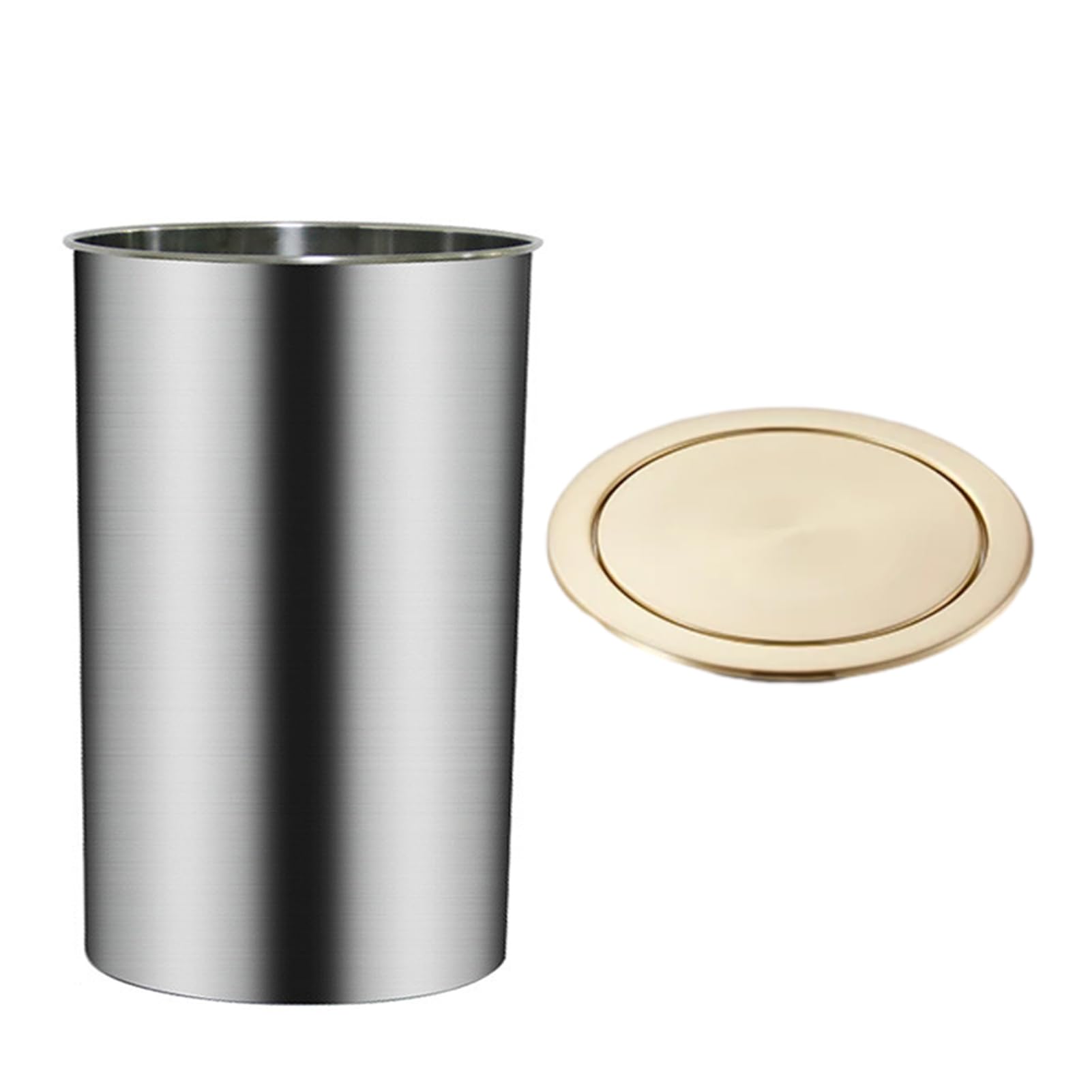 DFGHNBVC Built-In Countertop Flap Cover, Hidden Stainless Steel Garbage Can With Swing Lid, Desktop Embedded Trash Can Flap Lid For Worktop Office Kitchen,Copper-One Size,Titanium-One Size