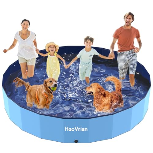 HaoVrisn Hundepool Große Hunde Planschbecken für Kinder und Hunde Hundepool 160 * 30CM Faltbar rutschfeste und Verdickt PVC Plantschbecken mit Flicken und Ablassventil